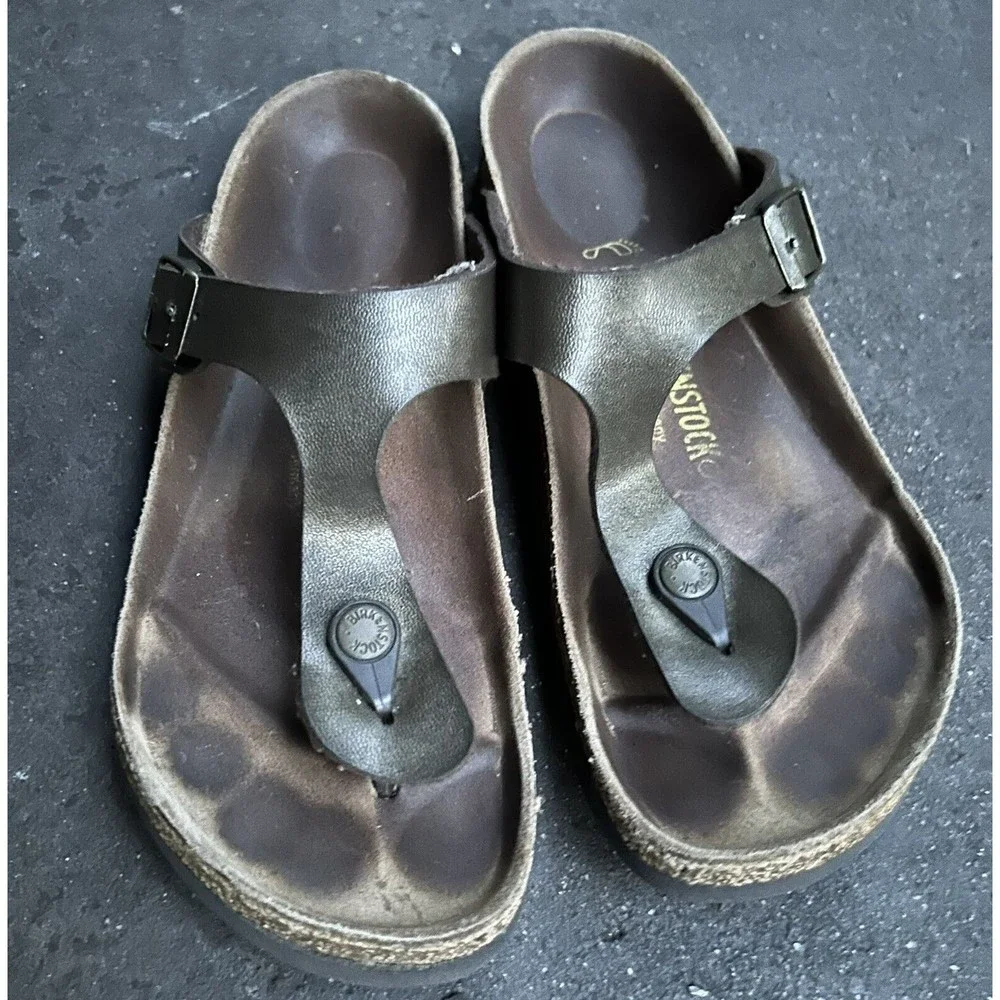 Womens Birkenstock Gizeh Style Bronzo Brown Color T-Strap Size 38 L7 M5 - Picture 1 of 7